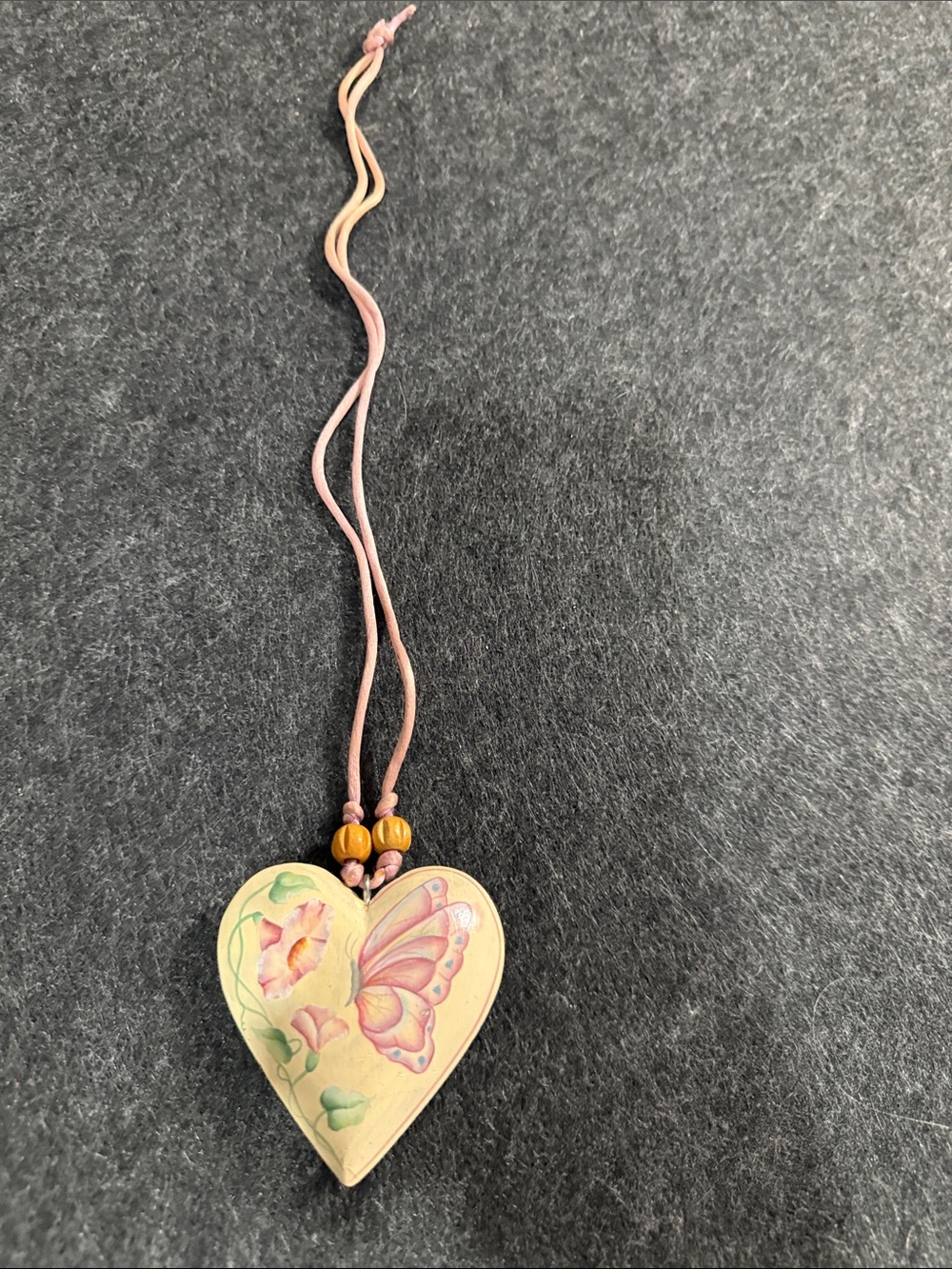 Hand-Painted Pink Heart Pendant Necklace